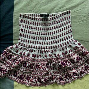 Forever 21 White and Burgundy Bubble Strapless